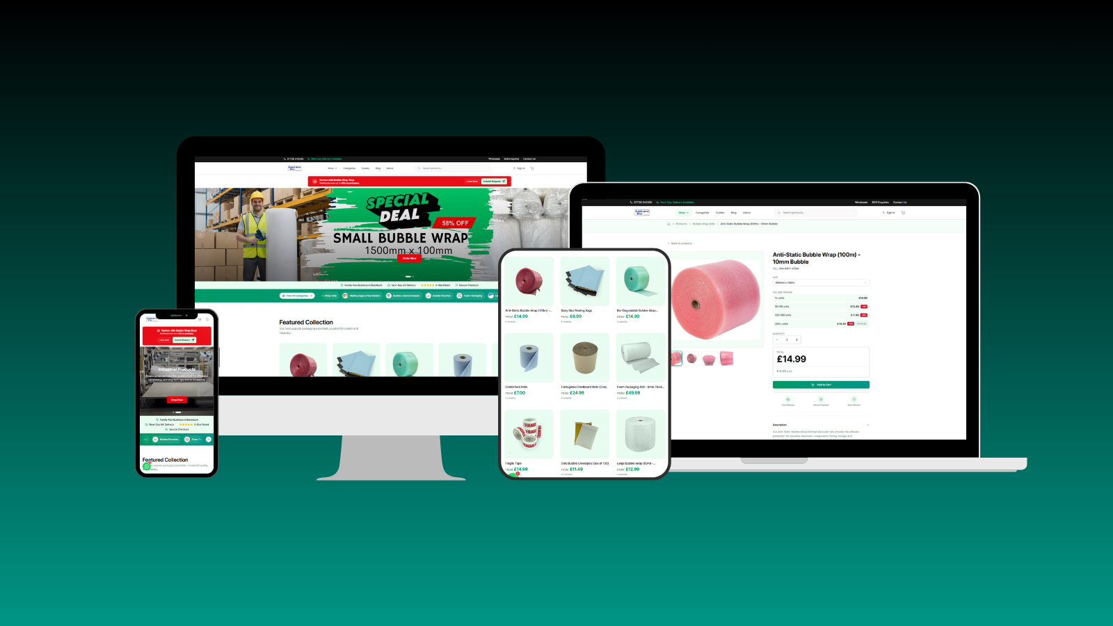 BubbleWrapShop — Conversion-Optimized E-commerce Store for Wholesale Packaging Supplies