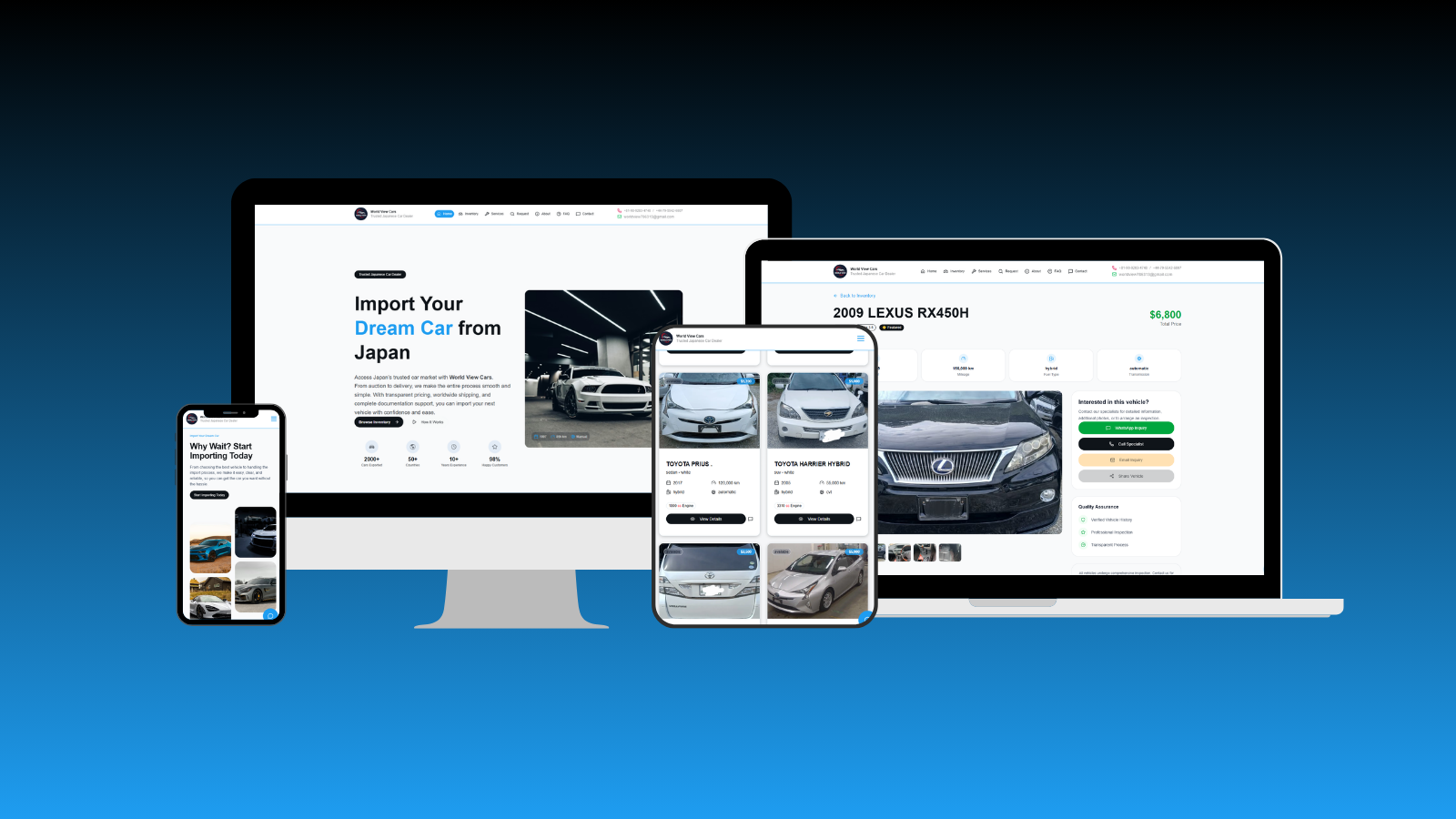 WorldViewCars — Lead-Generating Vehicle Import Platform for Buying Japanese Used Cars